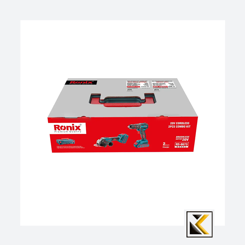 Ronix 20V draadloze 2-delige combiset (klopboormachine en mini-haakse slijper)