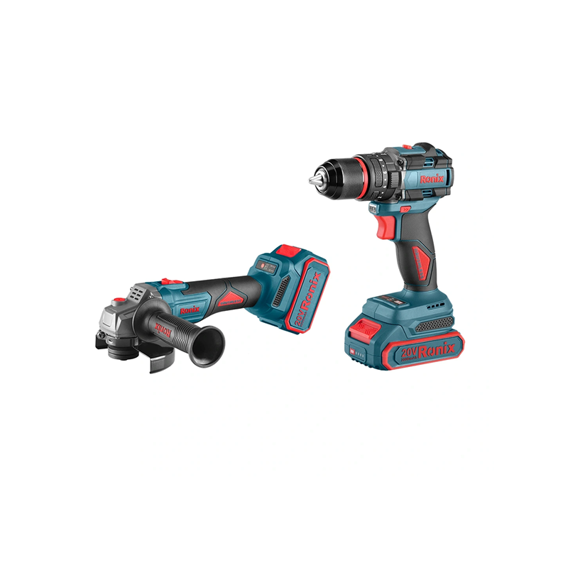 Ronix 20V draadloze 2-delige combiset (klopboormachine en mini-haakse slijper)