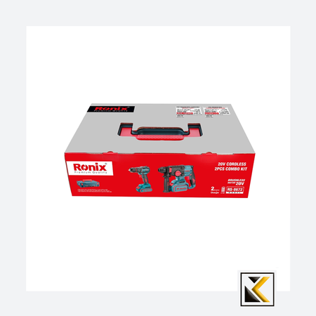 Ronix 20V draadloze 2-delige combiset (klopboormachine en roterende hamer)