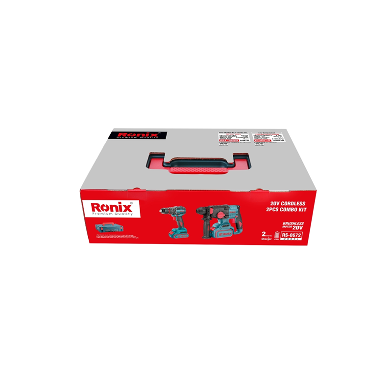 Ronix 20V draadloze 2-delige combiset (klopboormachine en roterende hamer)