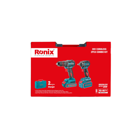 Ronix 20V draadloze 2-delige combiset (klopboormachine en slagmoersleutel)