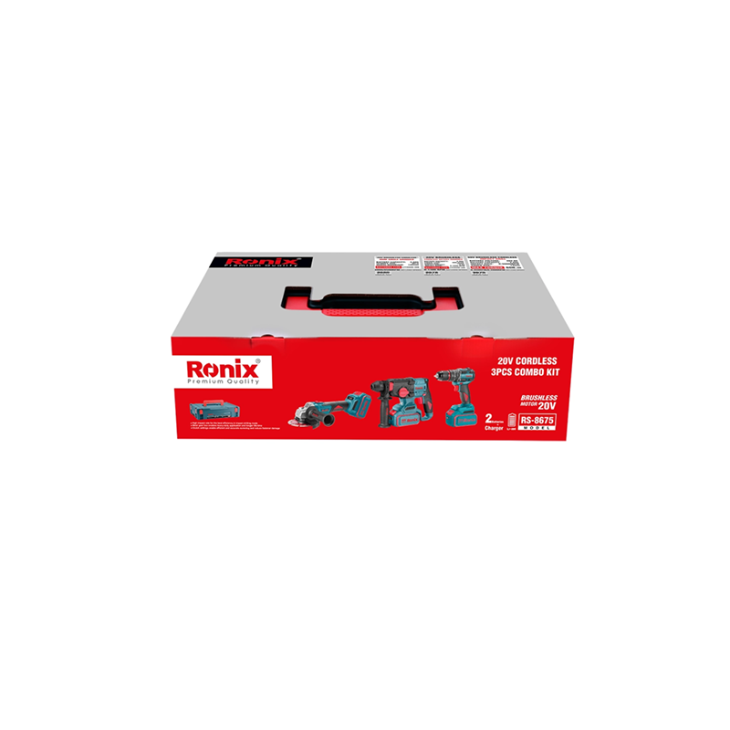 Ronix 20V draadloze 3-delige combiset (klopboormachine, roterende hamer en mini-haakse slijper)