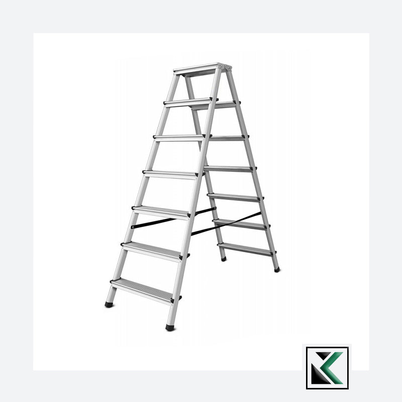 Aluminium ladder dubbelzijdig opvouwbare trap 2x7 treden 125 Kg
