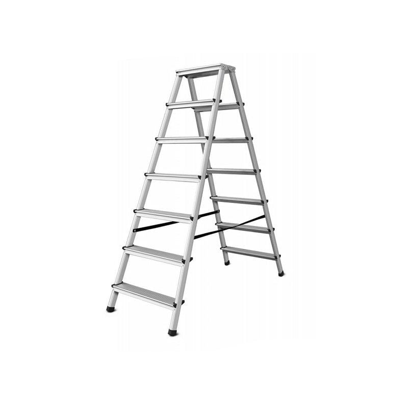 Aluminium ladder dubbelzijdig opvouwbare trap 2x7 treden 125 Kg