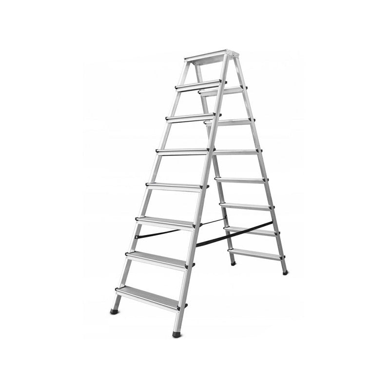 Aluminium ladder dubbelzijdig opvouwbare trap 2x8 treden 125 Kg