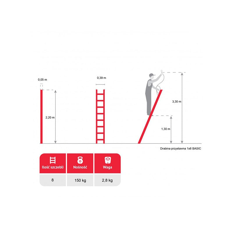 Aluminium leunladder basic 1x8 150kg