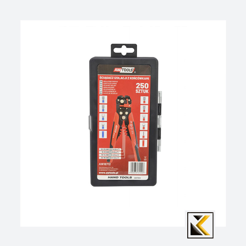 Automatische Isolatiestripper met kabelschoenaccessoireset 205mm 0,5-6mm² 250 st.