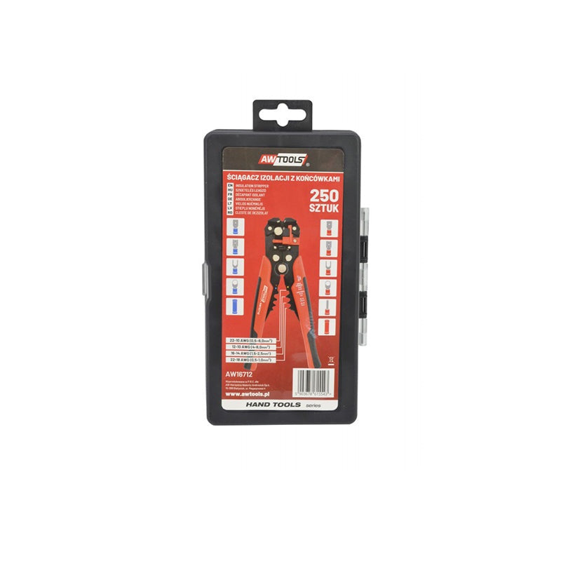 Automatische Isolatiestripper met kabelschoenaccessoireset 205mm 0,5-6mm² 250 st.