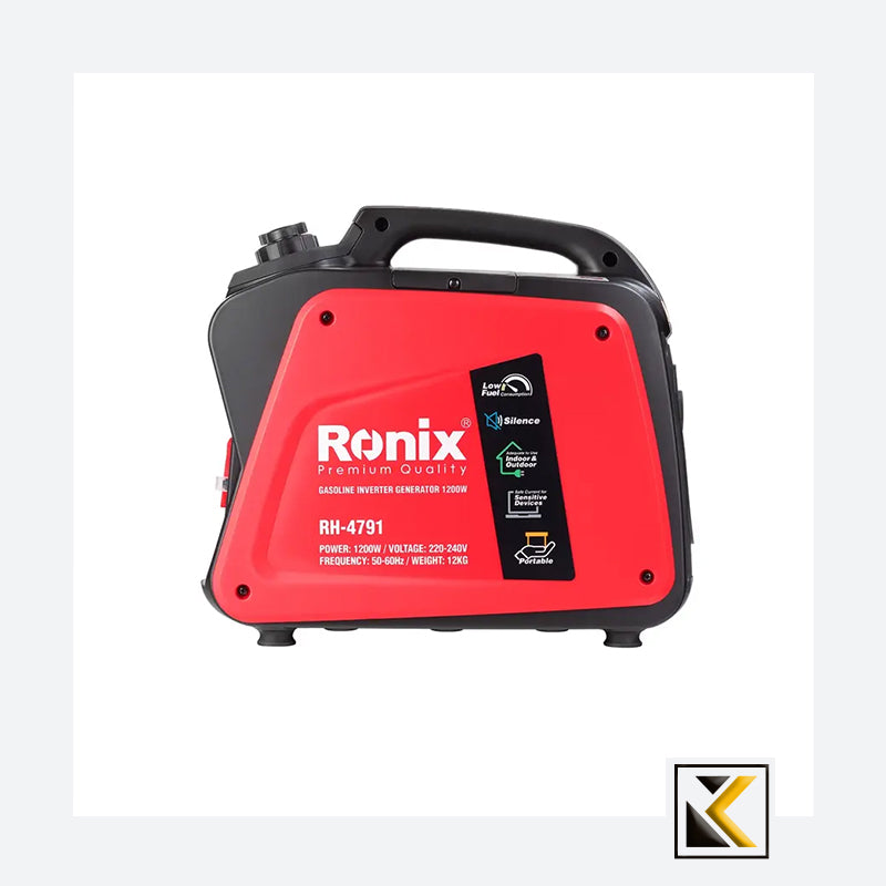 Benzine-omvormergenerator 1,2 kW-3 liter Ronix