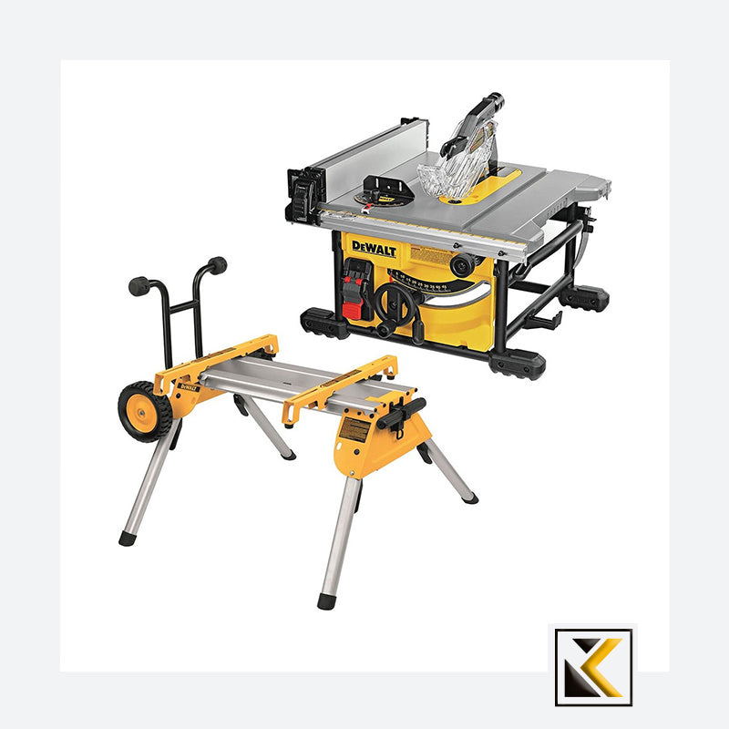 Dewalt 1850w tafelzaag DW7458 + verrijdbaar onderstel DE740