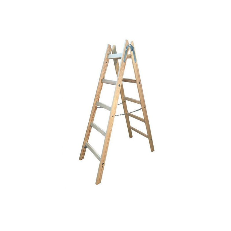 Dubbelzijdige vrijstaande houten ladder 2x5 150kg