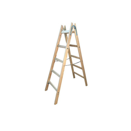 Dubbelzijdige vrijstaande houten ladder 2x5 150kg