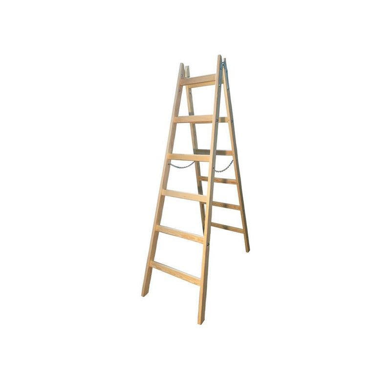 Dubbelzijdige vrijstaande houten ladder 2x6 150kg