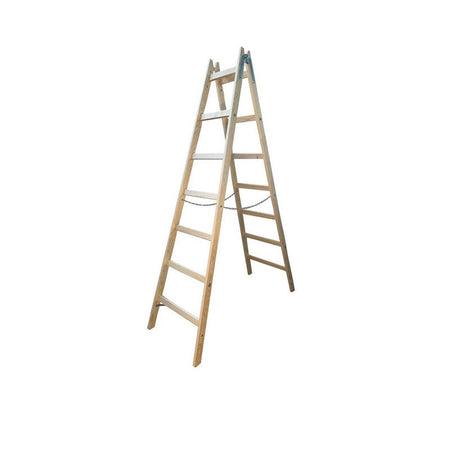 Dubbelzijdige vrijstaande houten ladder 2x7 150kg