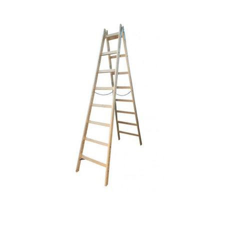Dubbelzijdige vrijstaande houten ladder 2x8 150kg