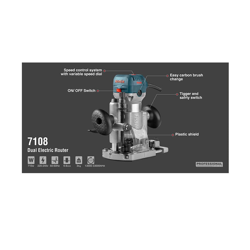 Elektrische bovenfrees 710W Ronix 7108