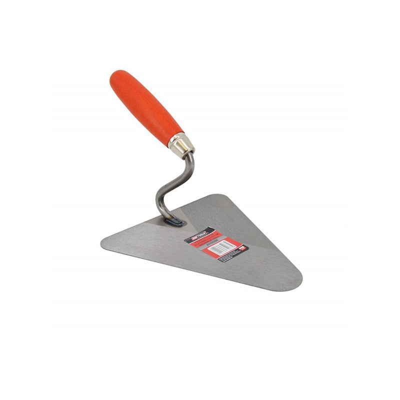 Geslepen stalen driehoekige stukadoorstroffel 200mm /houten handvat