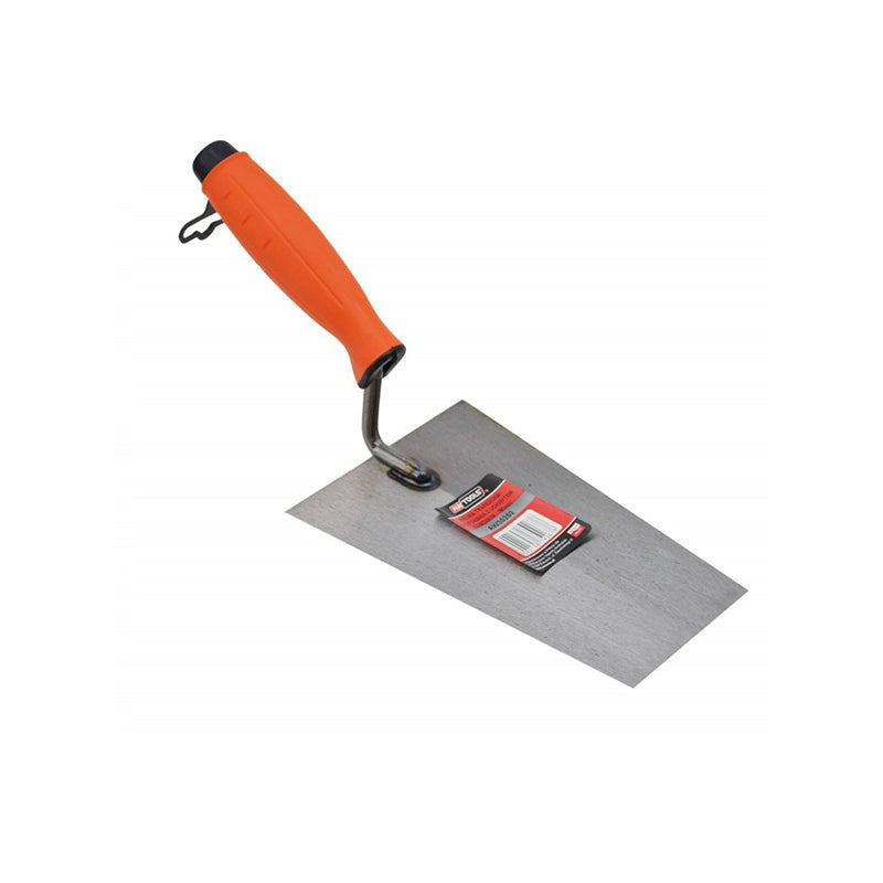 Geslepen stalen stukadoorstroffel recht afgeronde hoeken 180mm / rubber handvat