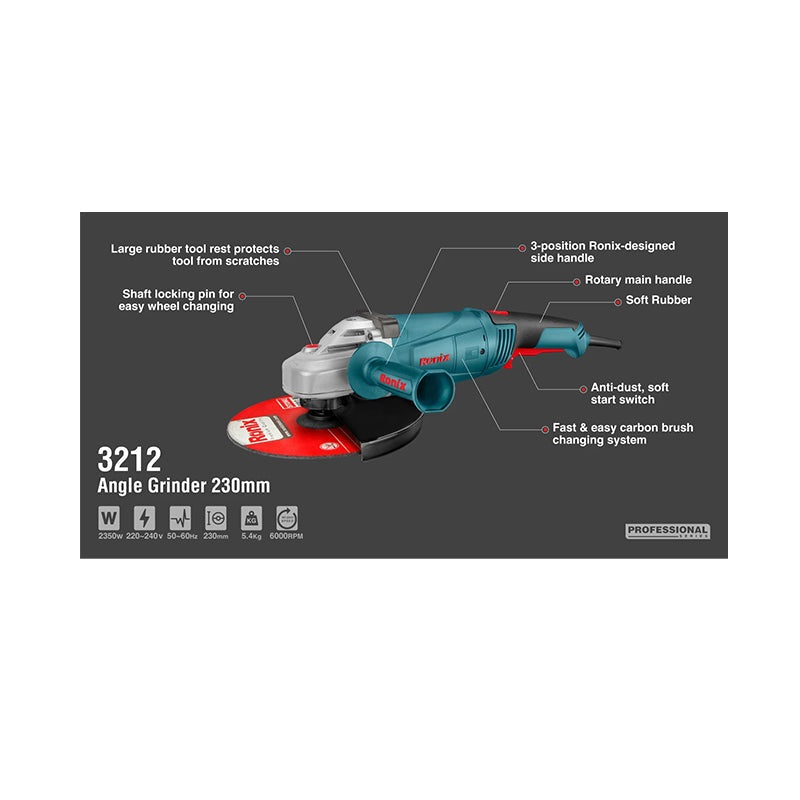 Ronix 3212 Haakse slijper 2350W 230mm