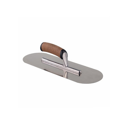 Halfronde Rvs vloerspaan met aluminium voet 380 mm kurk handvat