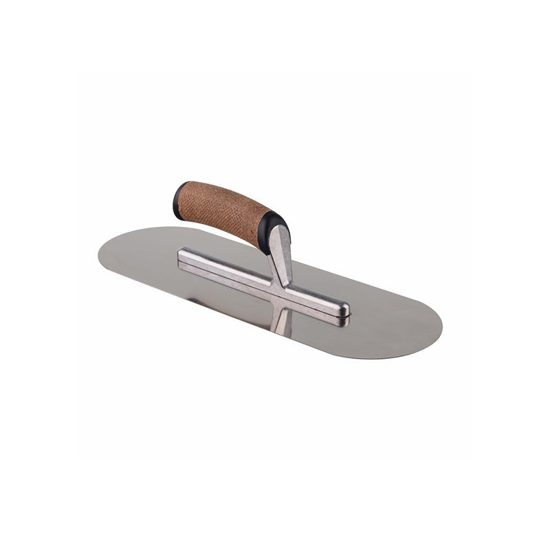 Halfronde Rvs vloerspaan met aluminium voet 480 mm kurk handvat