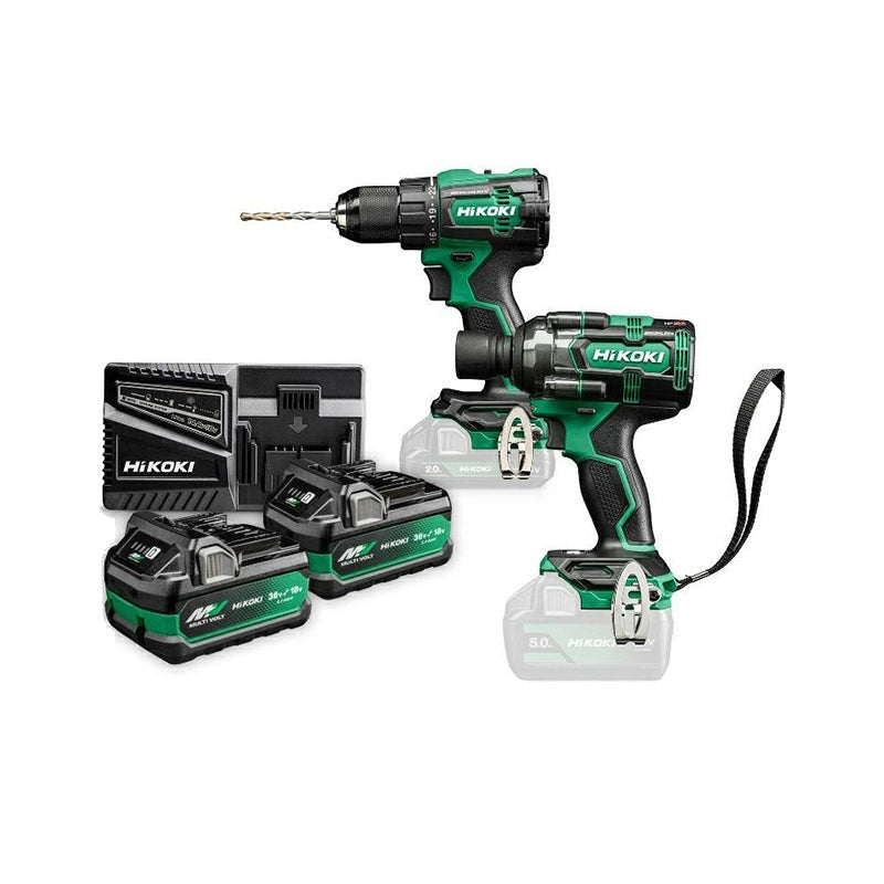 Hikoki 36V combiset (DS18DE + WR18DH) incl. 2x 5.0 Ah accu