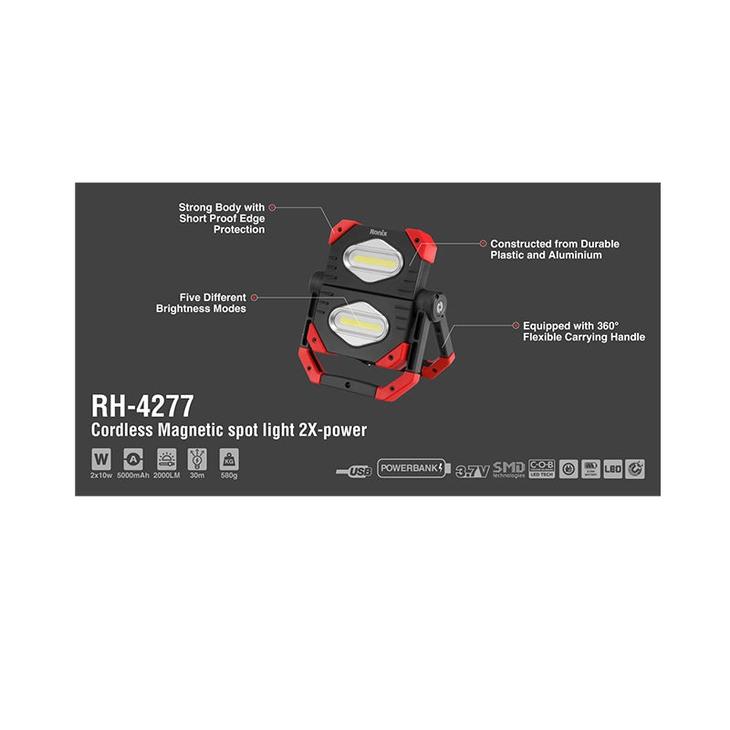 Magnetische spotlamp 2X-vermogen 2000lm