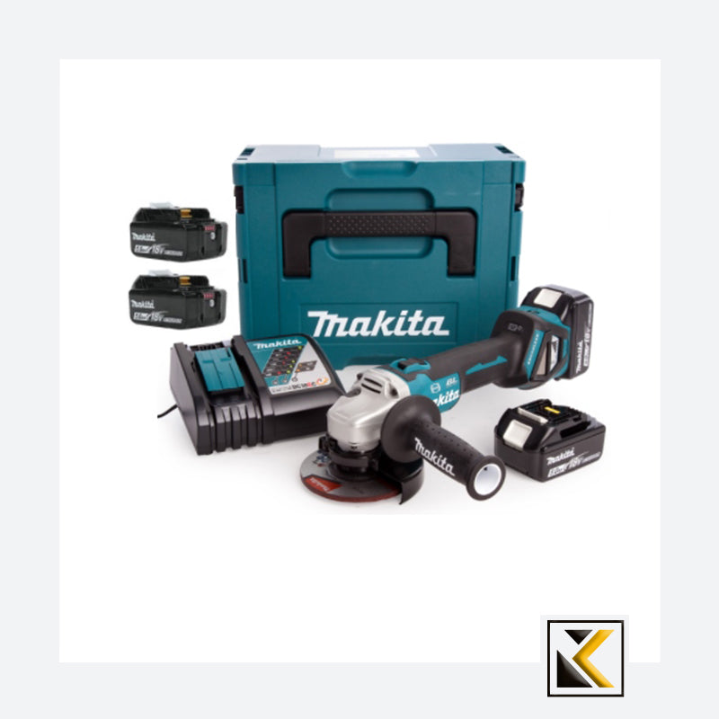 Makita haakse slijper 18V 3x5,0Ah DGA513RTJ