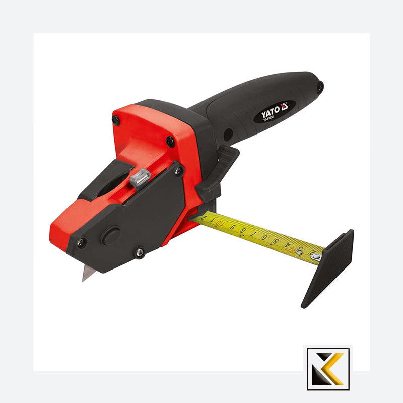 Mes met rolmaat voor het snijden van gipsplaten