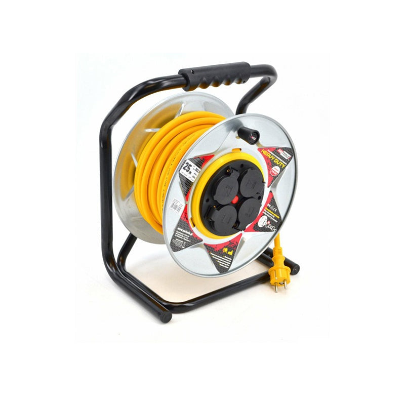 Metalen stroomhaspel HD 25m 3x2,5mm GEEL 16A/ 3680W/ IP44