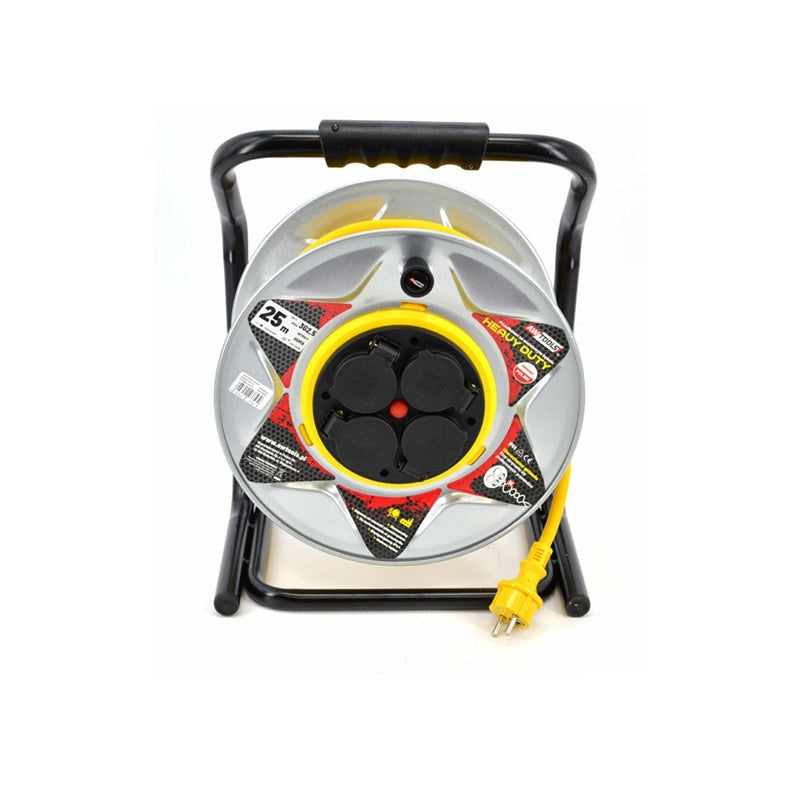 Metalen stroomhaspel HD LINE 40m 3x2,5mm GEEL 16A / 3680W / IP44