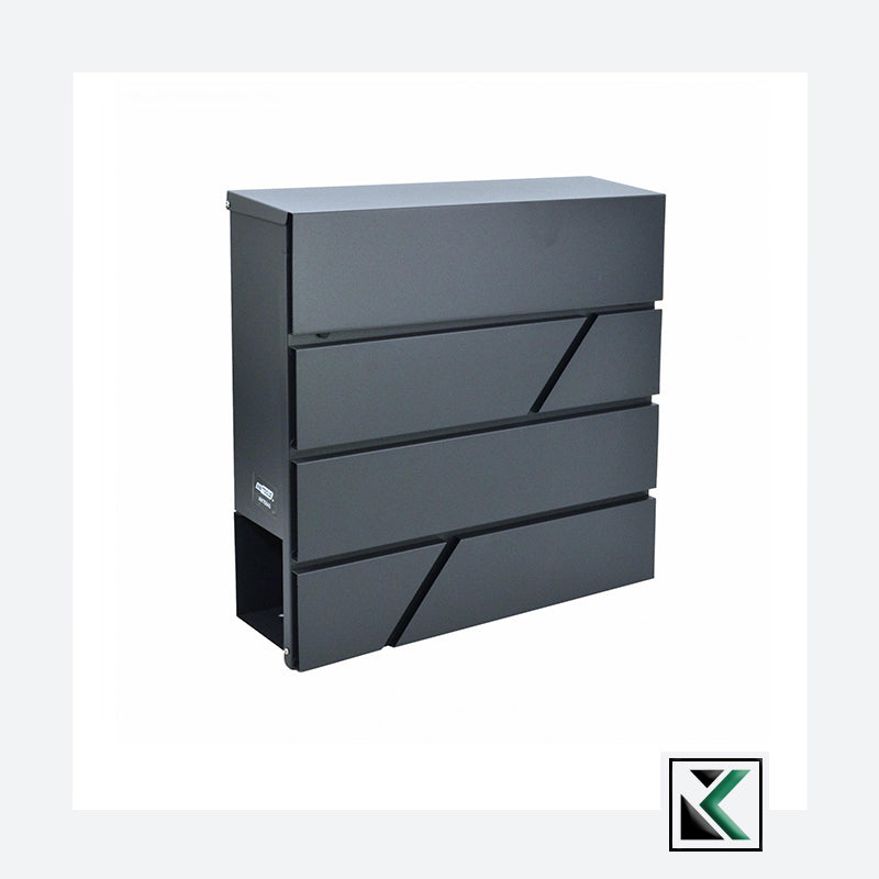 Moderne metalen brievenbus voor wandmontage 45 / 370x370x105mm