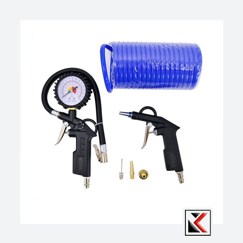 Pneumatisch gereedschap set 6 delig voor blazen en pompen