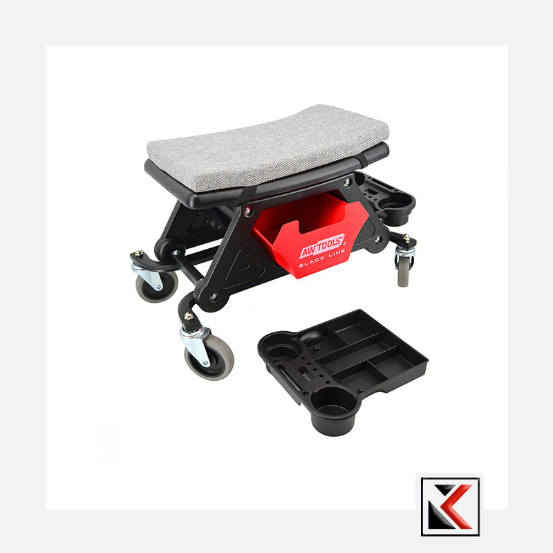 Rollende werkplaatszitkruk met gereedschapslade