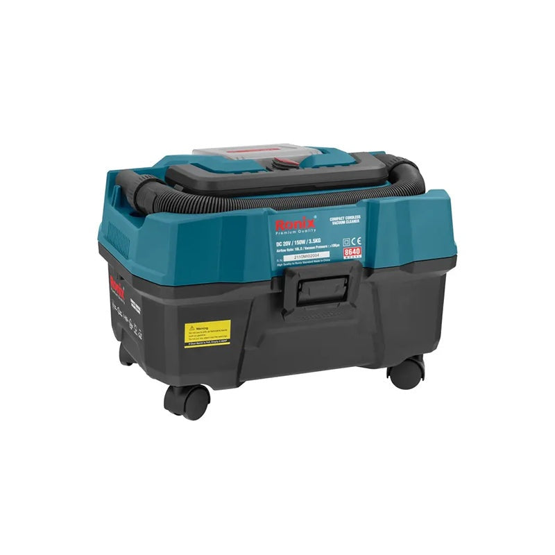 Ronix 8640 compacte snoerloze stofzuiger 15L