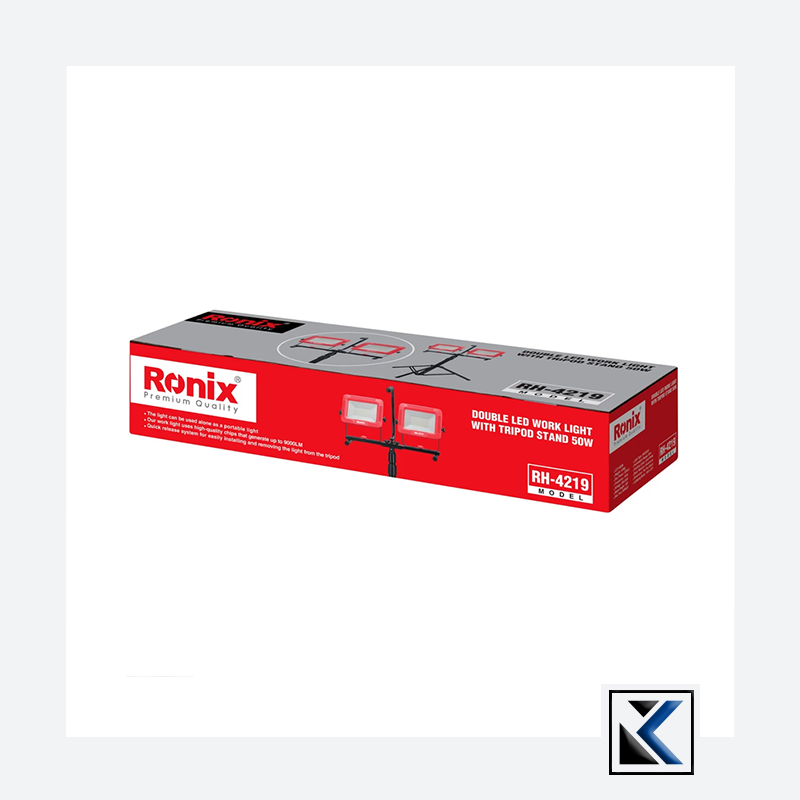 Ronix Dubbele LED-werklamp met statief 50W