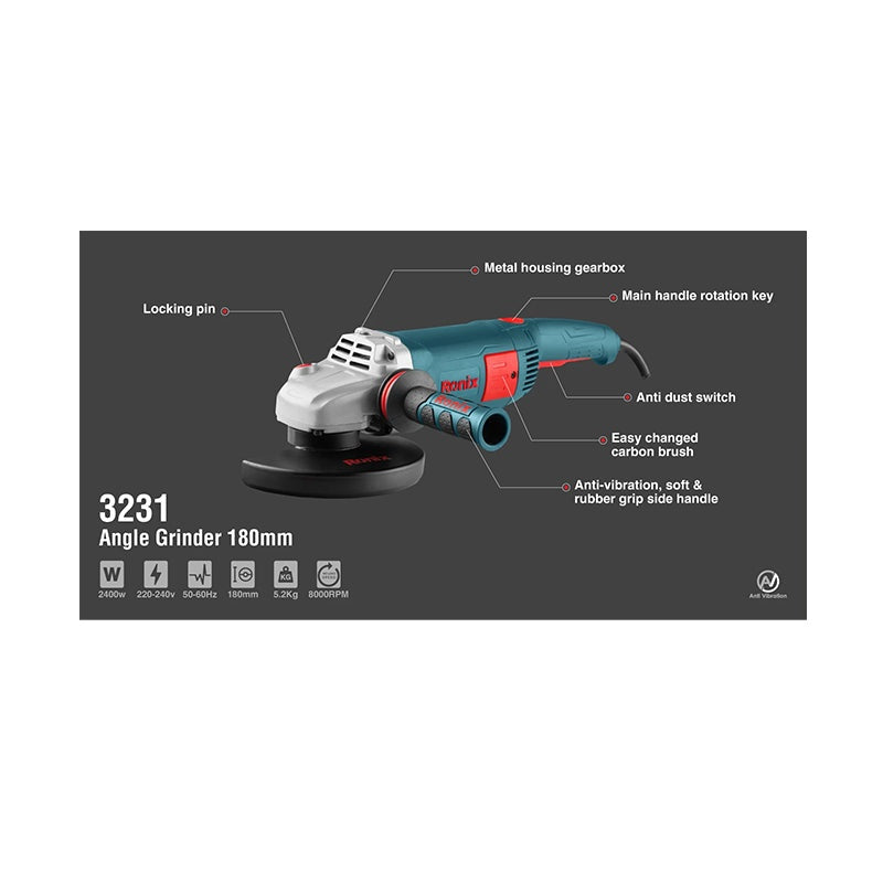 Ronix 3231 Haakse slijper 2400W 180mm