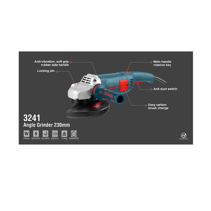 Ronix 3241 Haakse slijper 2400W 230mm