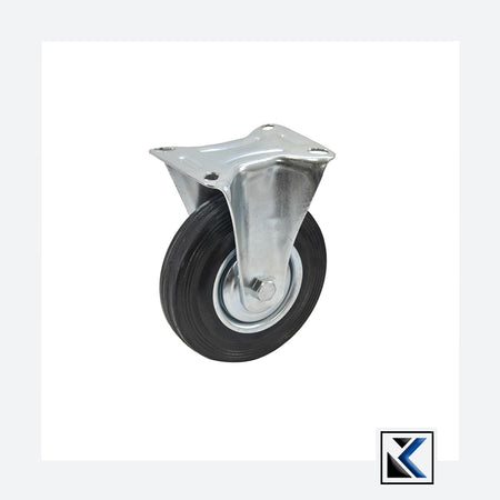 Vast wiel met zwart rubber 100mm