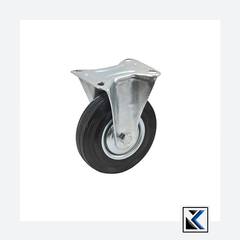 Vast wiel met zwart rubber 75mm