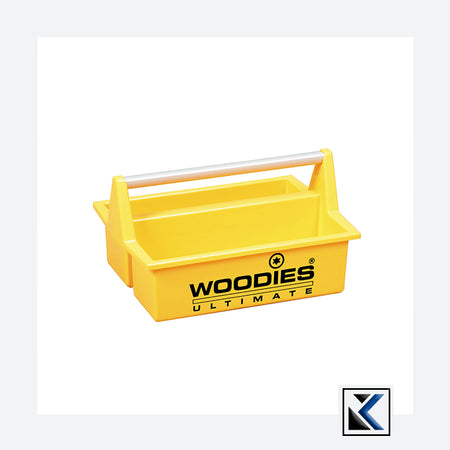 Woodies Ultimate draagkist geel leeg handgreep, bedrukking en etiket