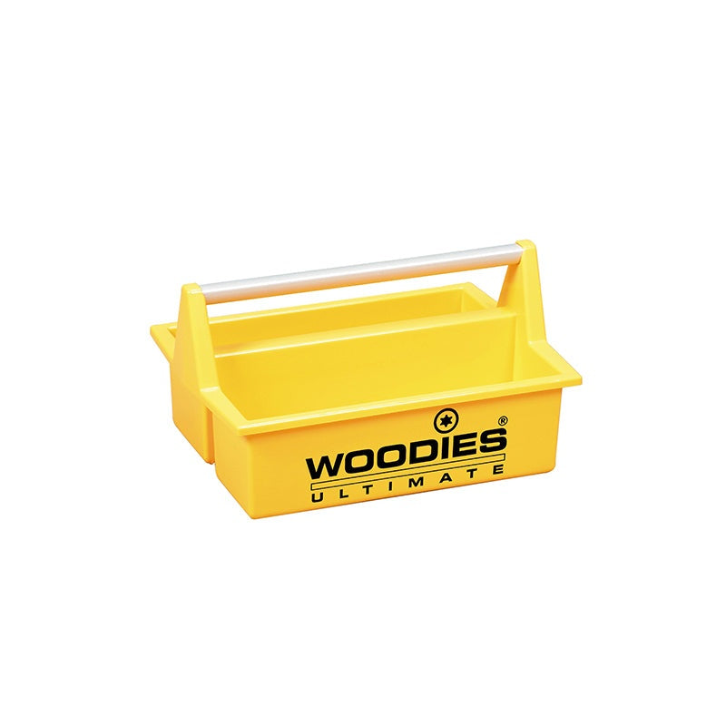 Woodies Ultimate draagkist geel leeg handgreep, bedrukking en etiket