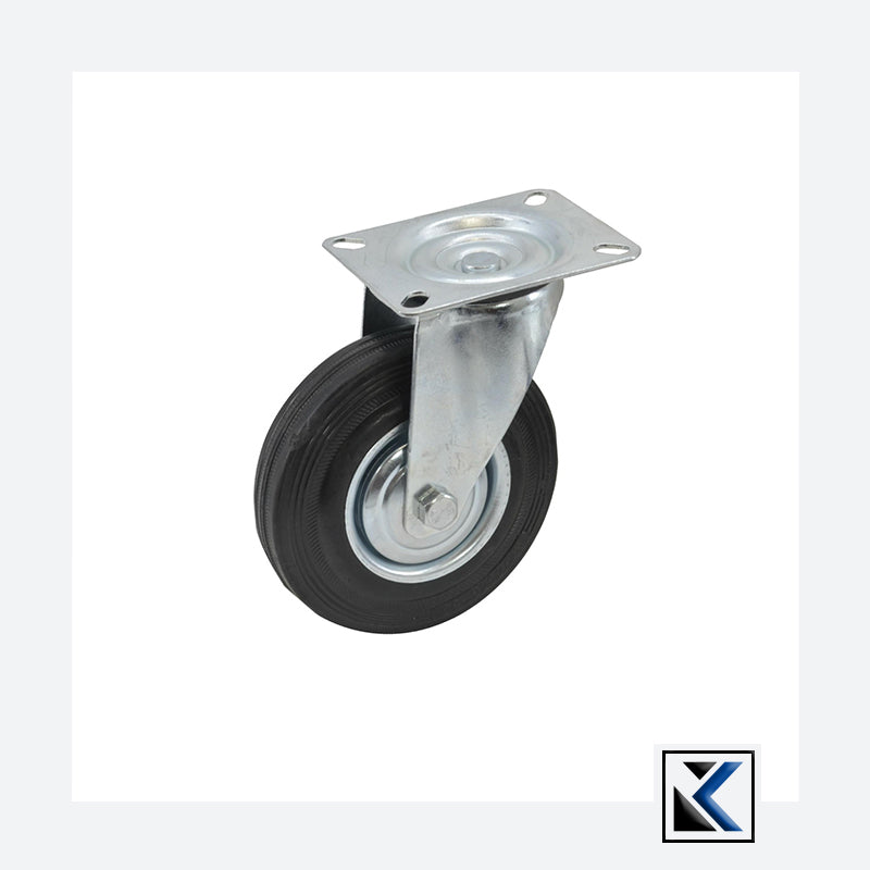 Zwart rubberen zwenkwiel 100mm