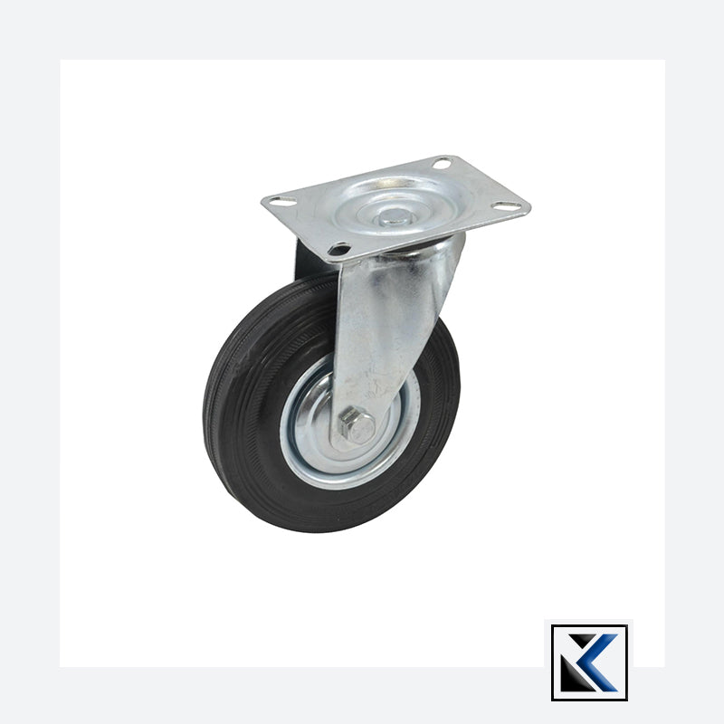 Zwart rubberen zwenkwiel 125mm